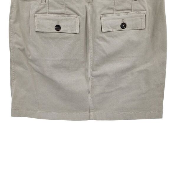 WHBM Mini Skirt 10 Tan Cotton Stretch Aline Button Front Cargo Safari Pockets - Picture 11 of 14